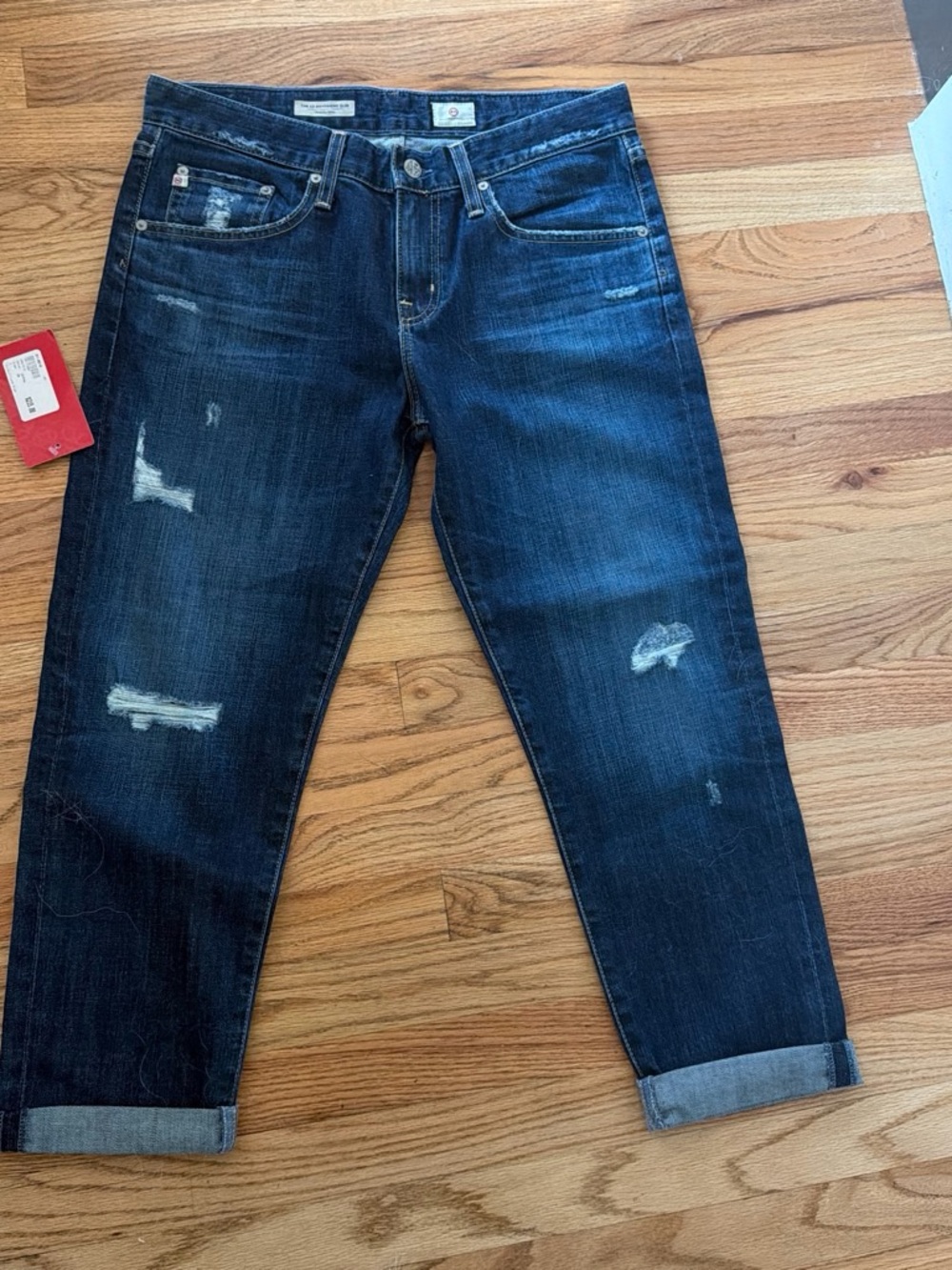 Ag Adriano Goldschmied Indigo Distressed Relaxed Jeans